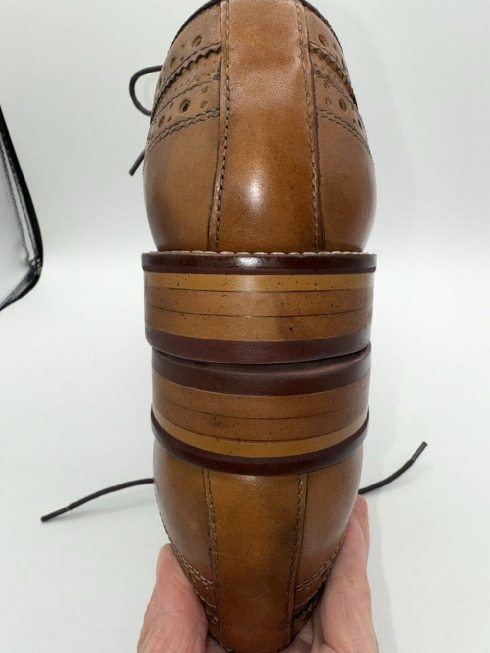 Johnston & Murphy Conard Oxford Shoes Men's 10M Wingtip Tan Leather 20-3310 - Picture 8 of 14
